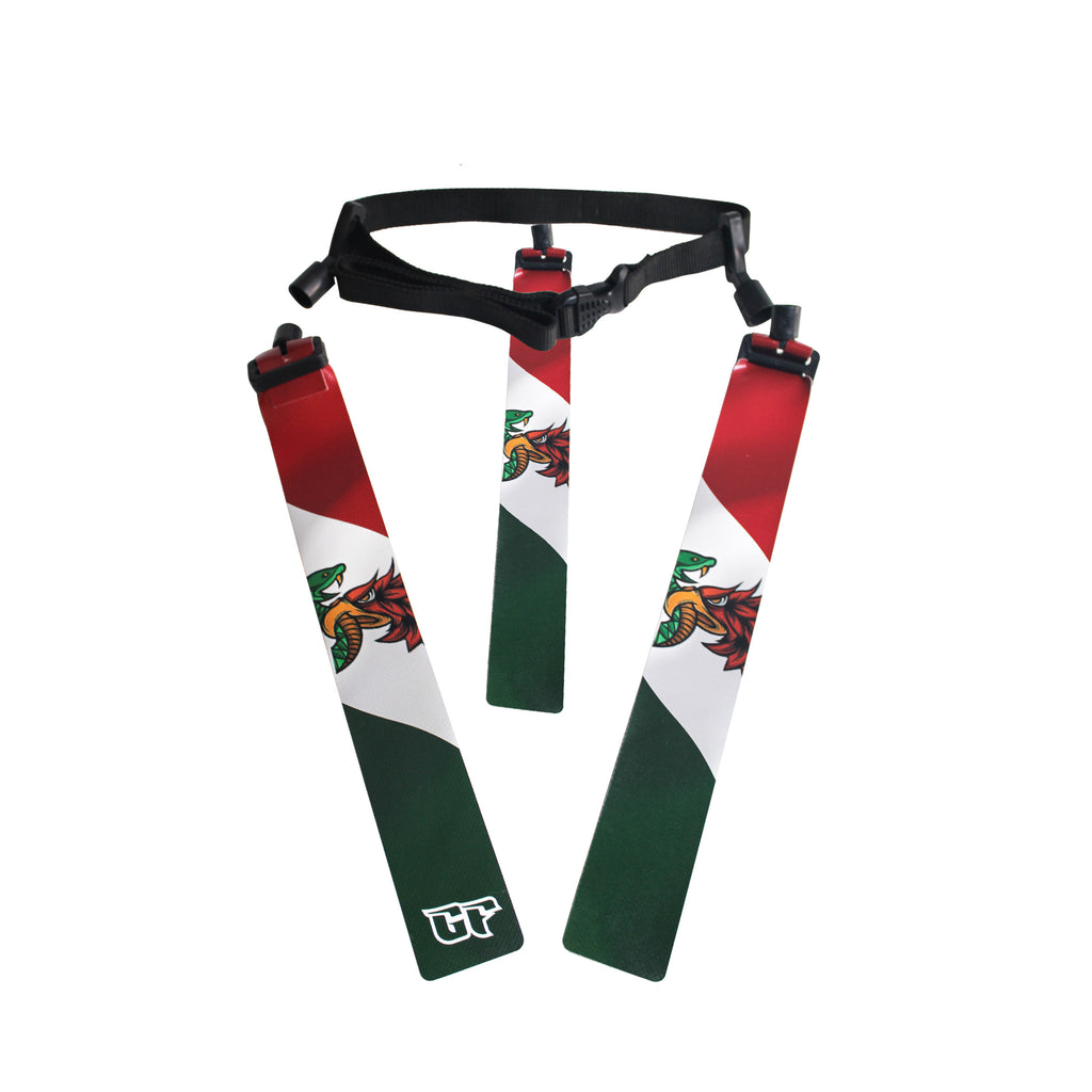 Triple Threat Flag Football Belts with Print of the Mexican Flag 